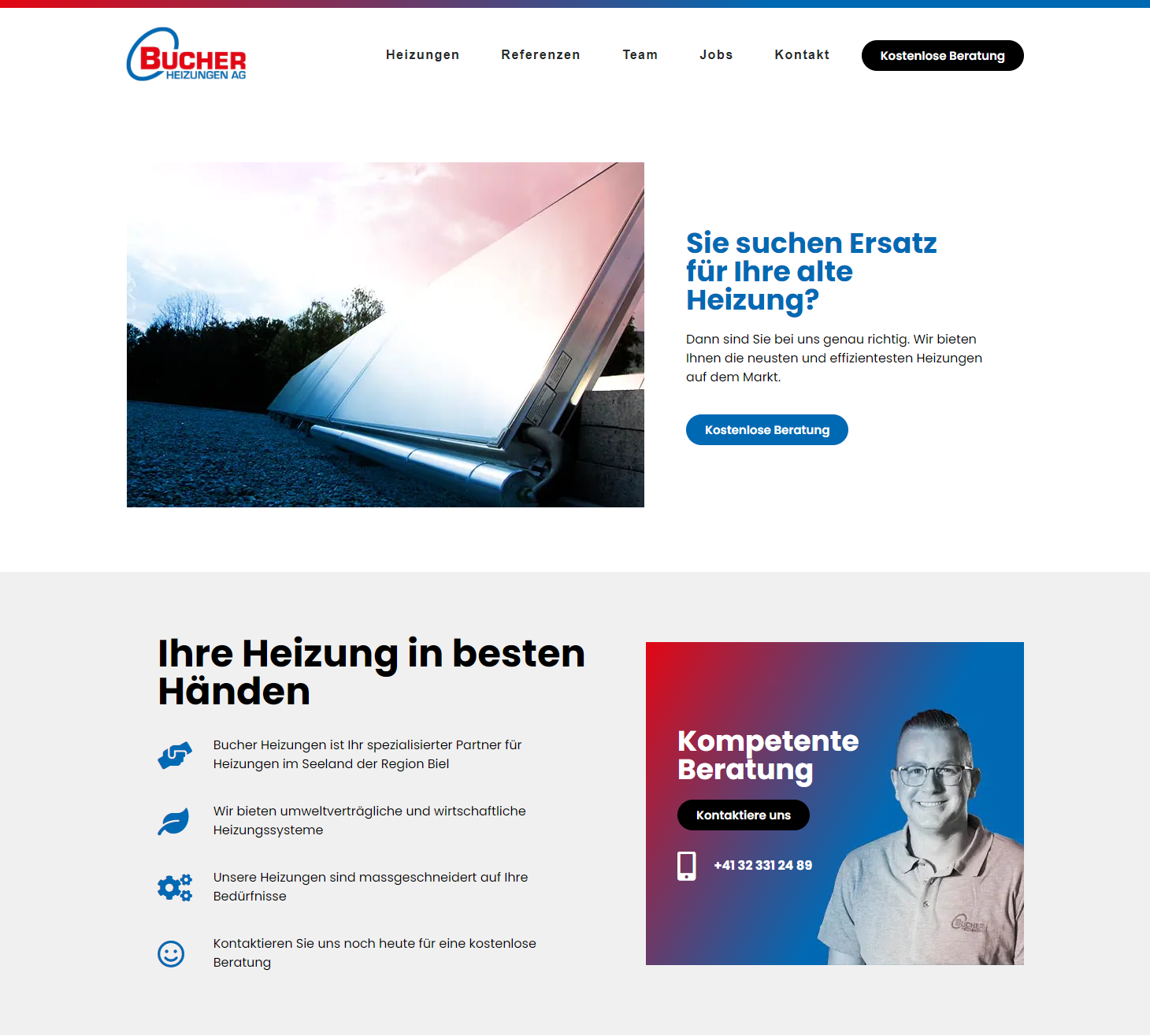 neue Webseite für Bucher Heizungen in Biel - Bern